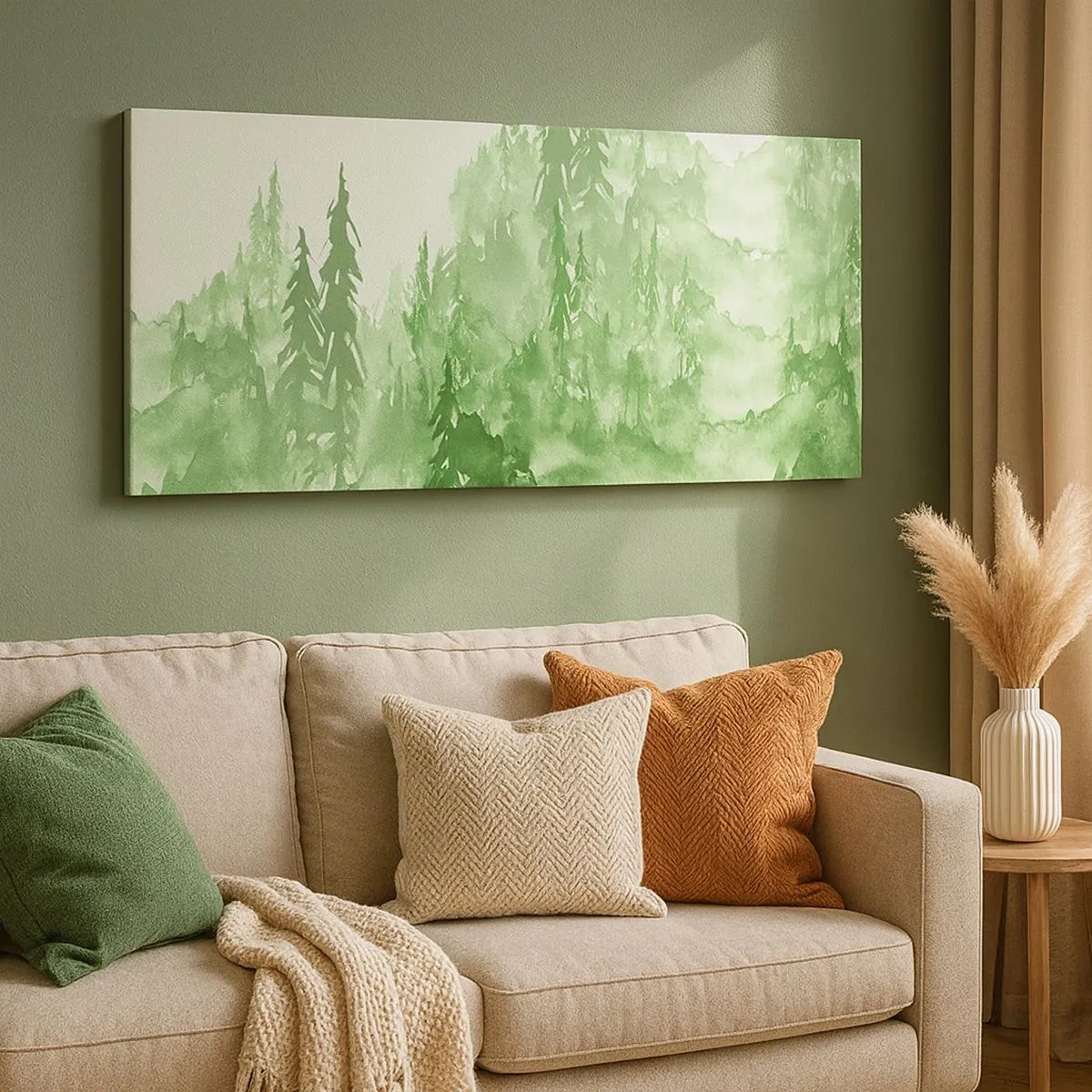 Schilderen op canvas - Wazig met groene mist - 100x40 cm