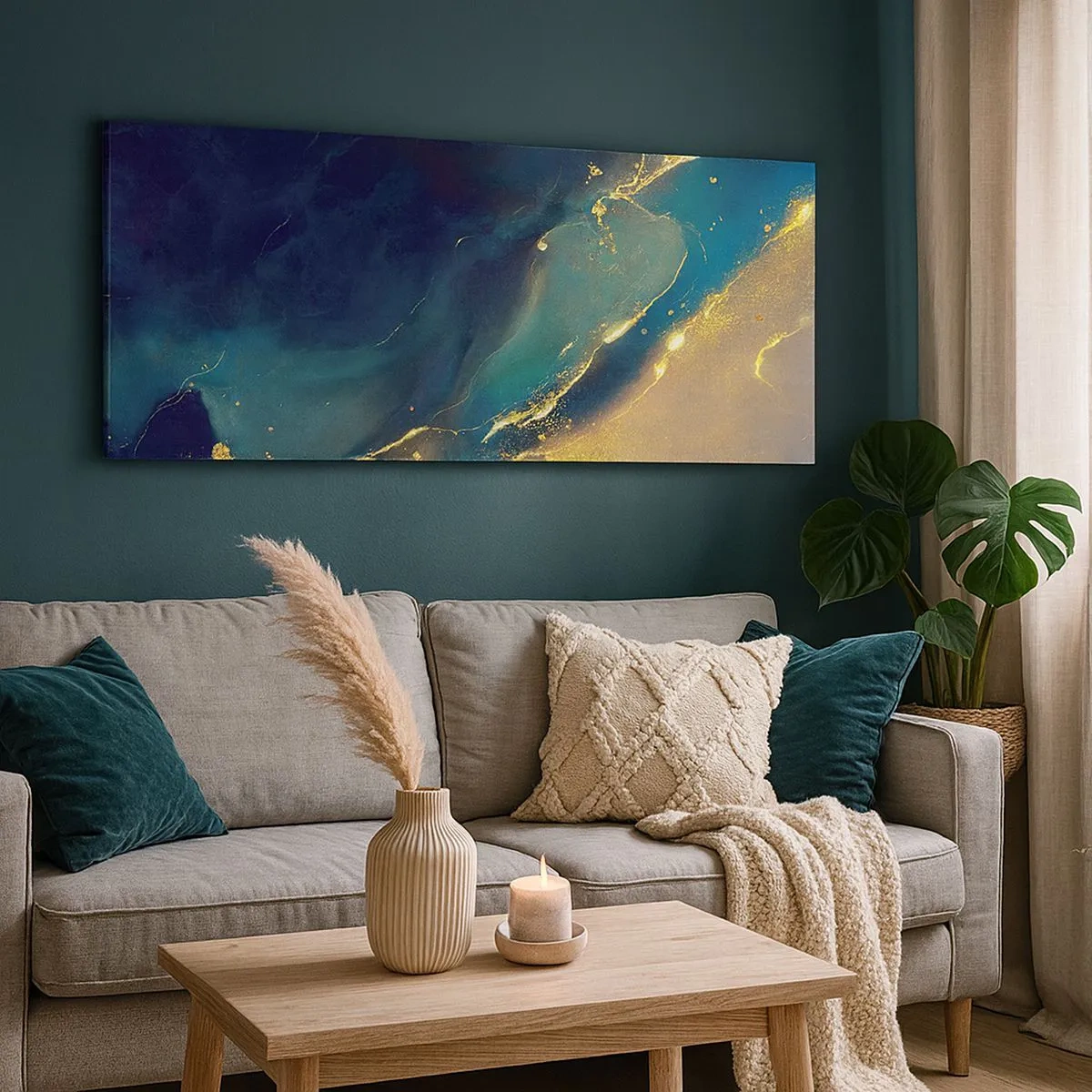 Schilderen op canvas - De gouden poel - 100x40 cm