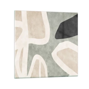 Schilderen op glas - Compositie met een zwart motief - 40x40 cm