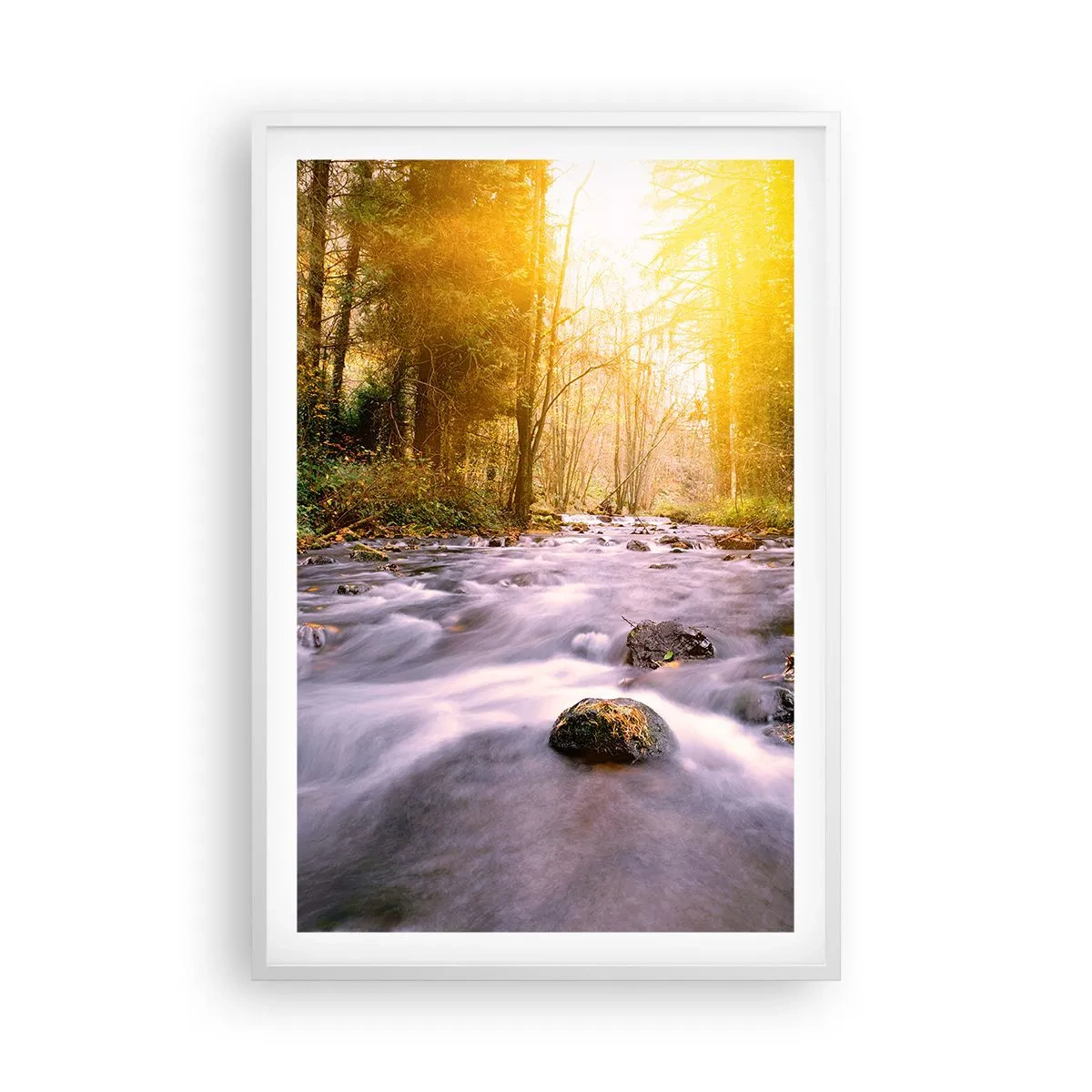 Poster in een witte lijst - Malachiet in een zilveren en gouden lijst - 61x91 cm