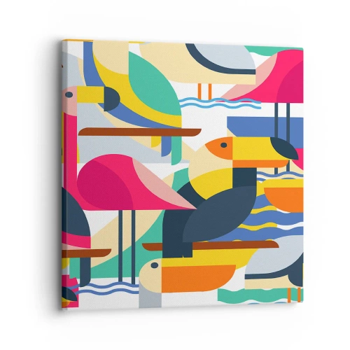 Schilderen op canvas - Vogelfeestje - 30x30 cm