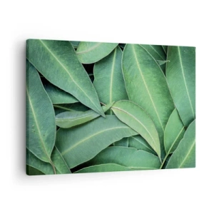 Schilderen op canvas - Close-up van groene bladeren die een natuurlijk patroon creëren - 70x50cm - Sappig en fris - Moderne wanddecoratie voor woonkamer en slaapkamer ARTTOR