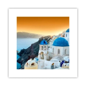Poster - Santorini - genesteld tegen de rotsen - 30x30 cm