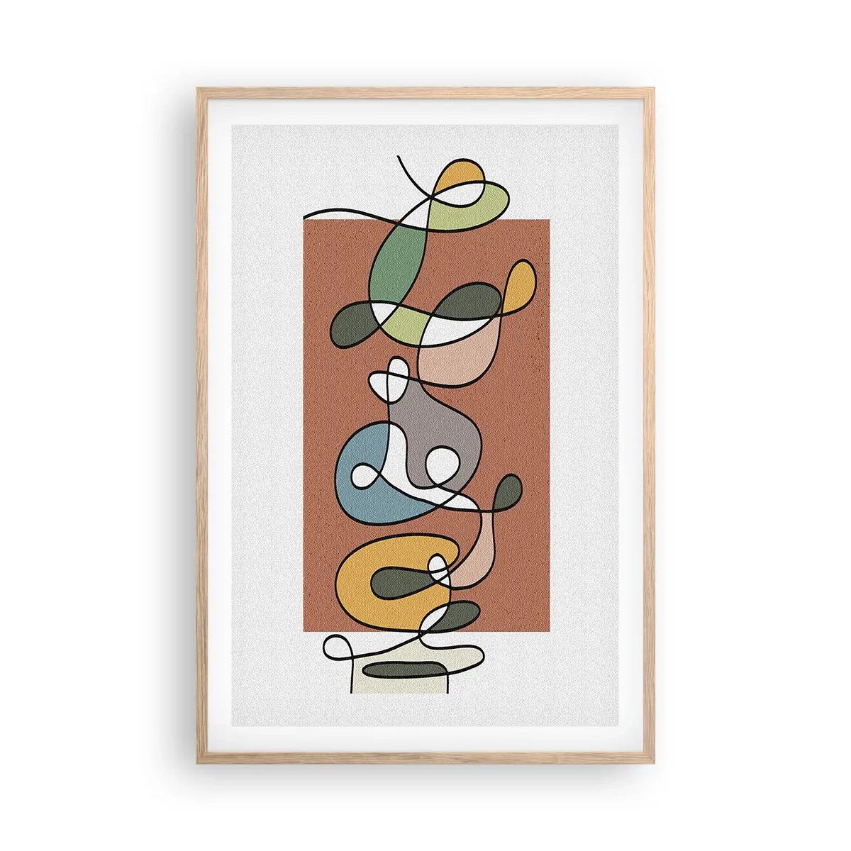 Een poster in een licht eiken lijst - Abstractie: kleurrijke dans - 61x91 cm