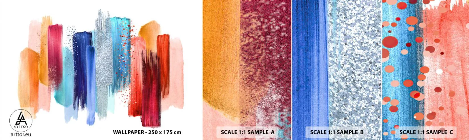 Fotobehang Monster Zelfklevend Deluxe Sticker - Omhoog en omlaag - Abstractie, Deel, Moderne kunst - 100x30 cm