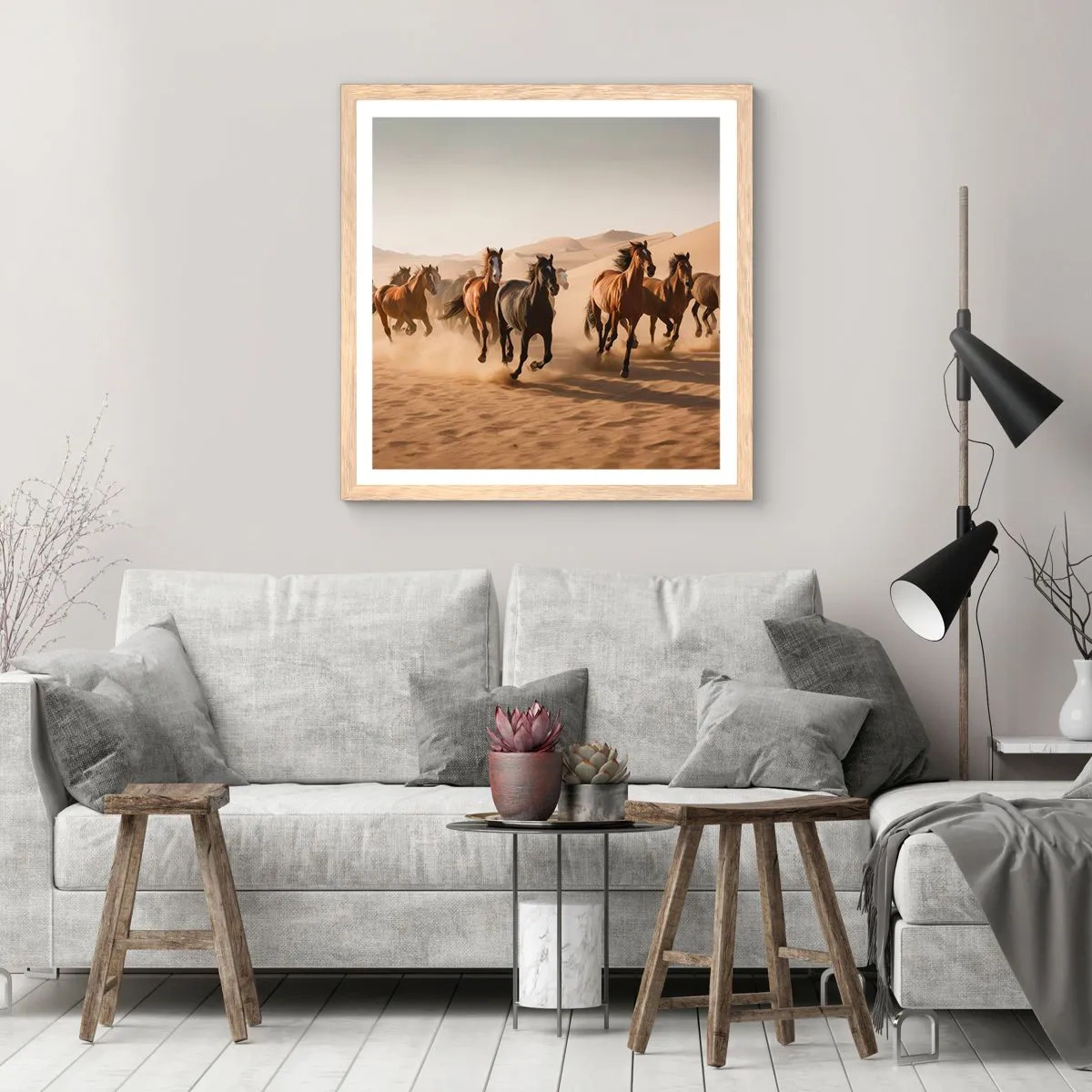 Een poster in een licht eiken lijst - Vrij als de wind - 50x50 cm