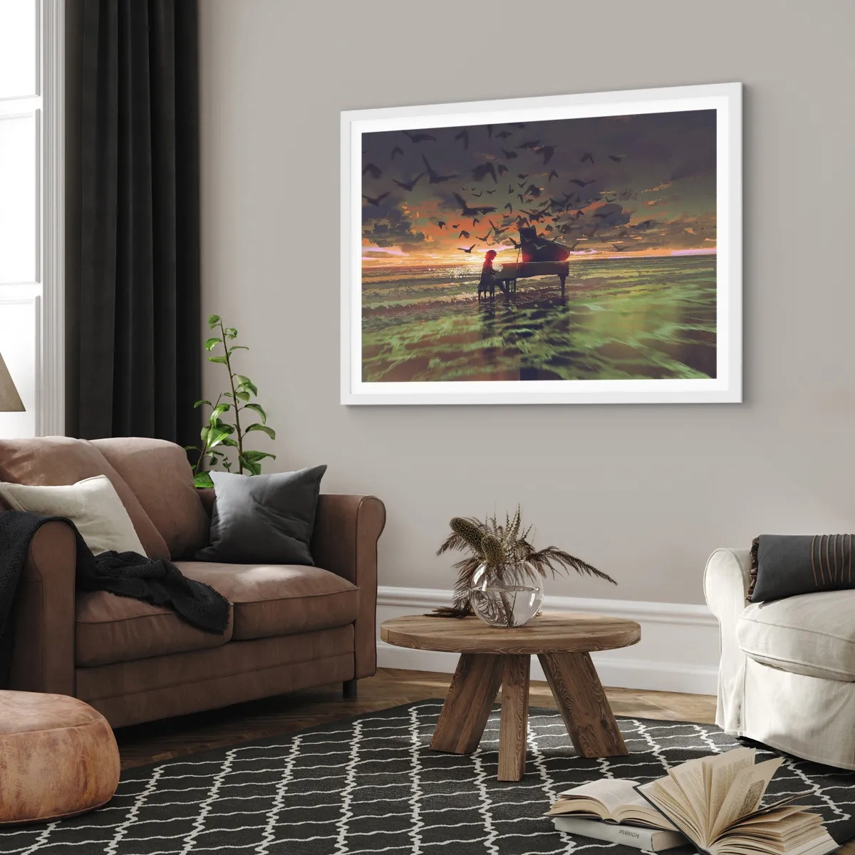 Poster in een witte lijst - Concert voor piano en golven - 50x40 cm