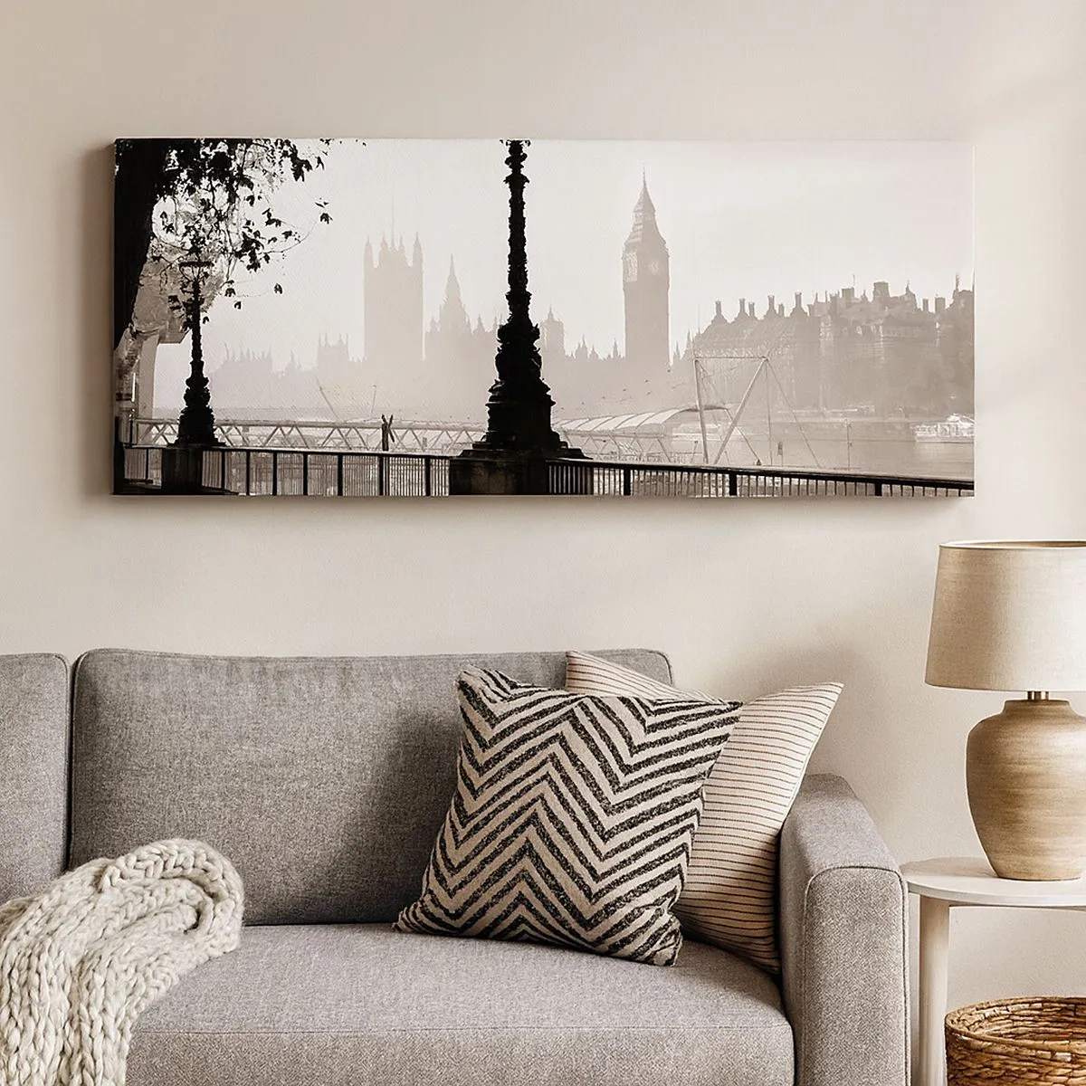 Schilderen op canvas - Ochtend in Londen - 100x40 cm