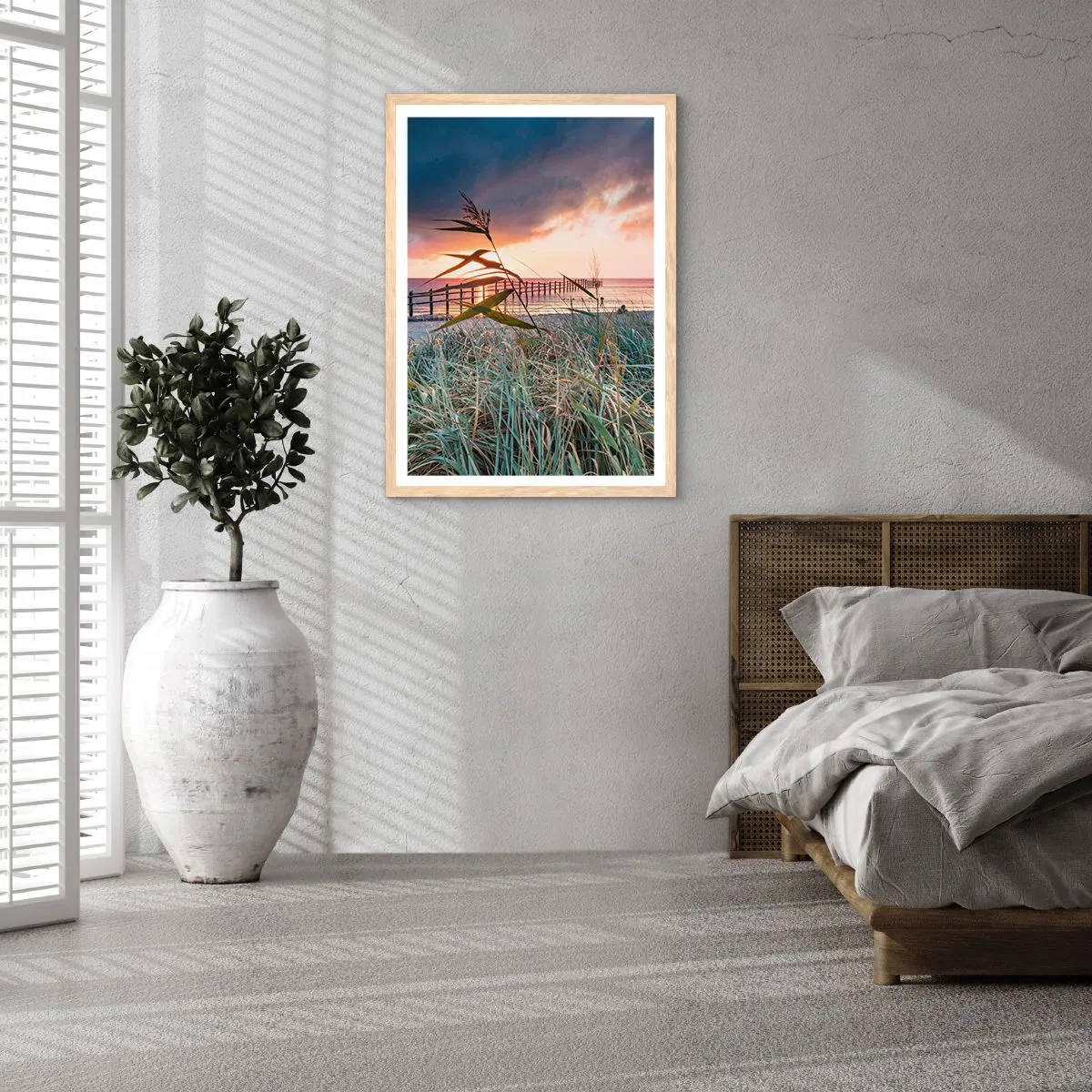 Een poster in een licht eiken lijst - Het gaat niet met de wind mee - 50x70 cm