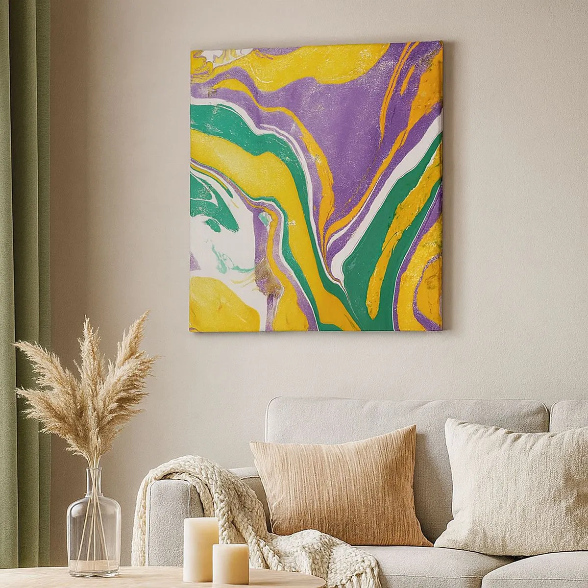 Schilderen op canvas - Kleur golven - 30x30 cm