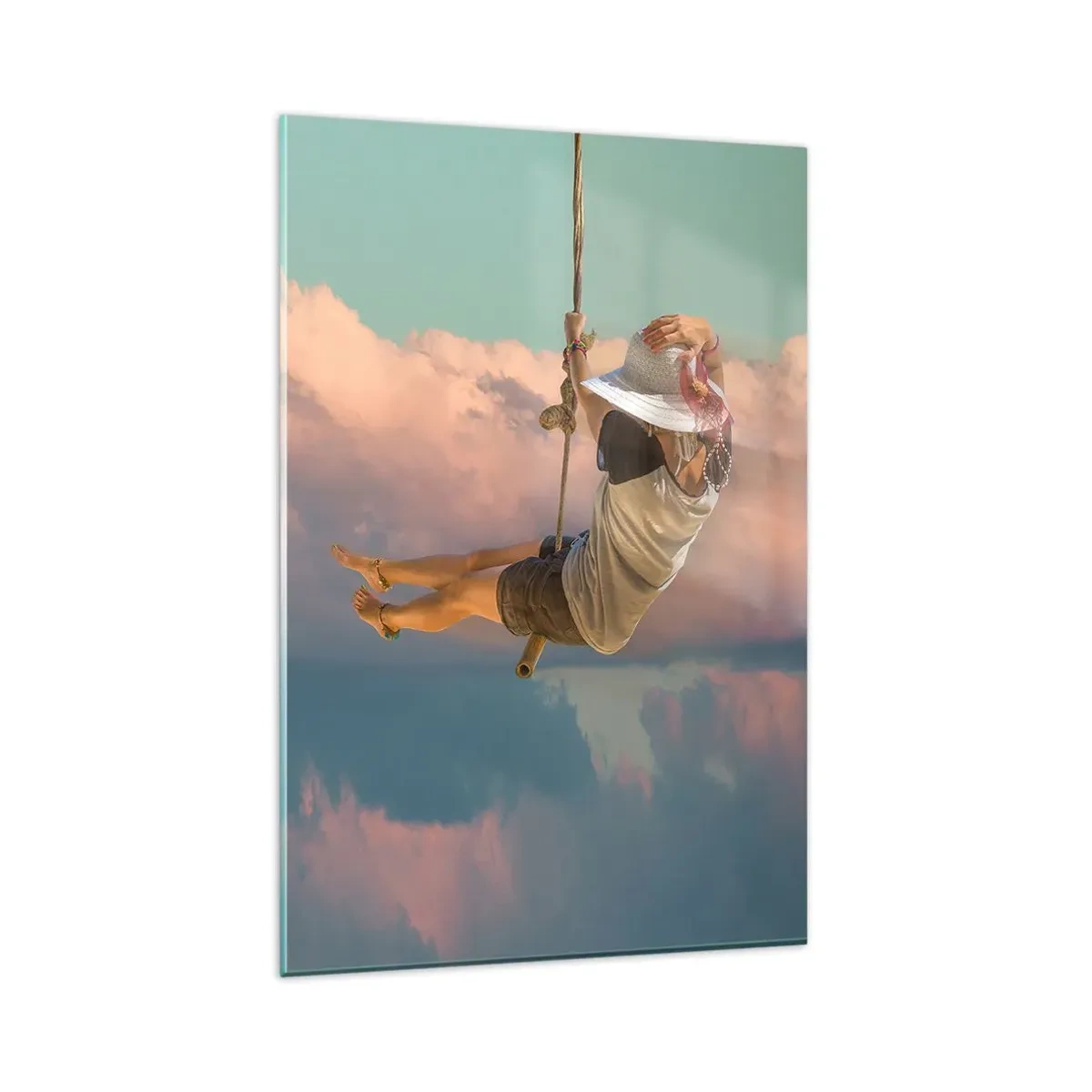 Schilderen op glas - Plezier in de wolken - 80x120 cm