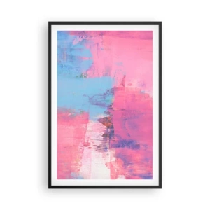 Poster in een zwarte lijst - Roze, blauw en een vleugje licht - 61x91 cm