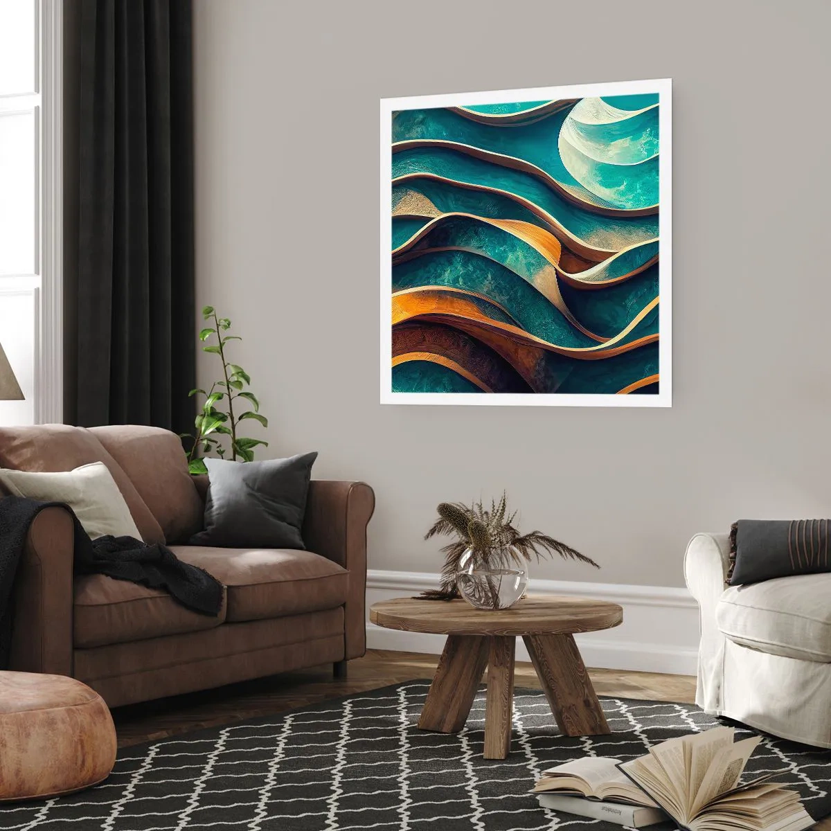 Poster - Meanders van blauw - 60x60 cm