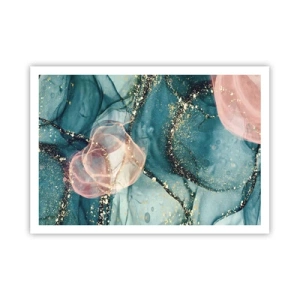 Poster - Zijdeblauw, tule roze - 100x70 cm