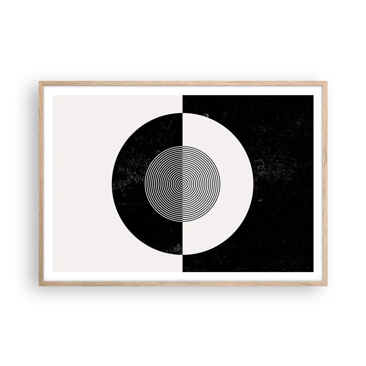 Een poster in een licht eiken lijst - Harmonie in zwart-wit - 100x70 cm
