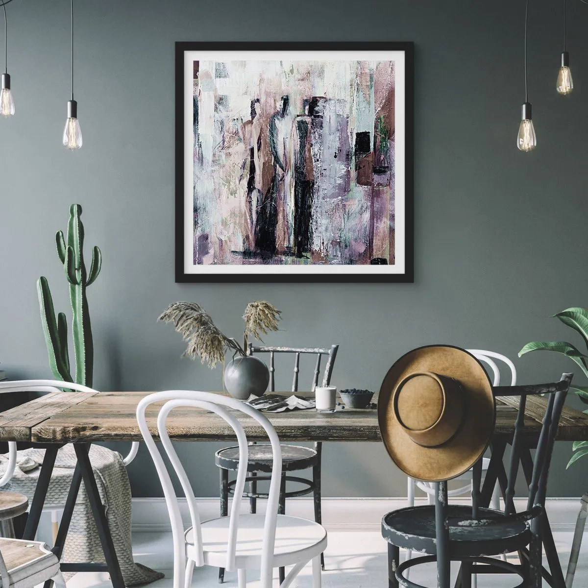 Poster in een zwarte lijst - De mysterieuze drie - 50x50 cm