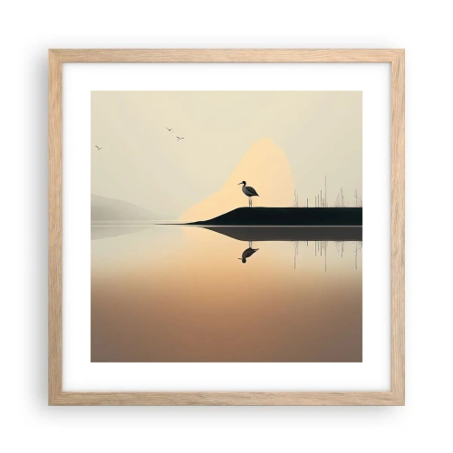 Een poster in een licht eiken lijst - Heer op het meer - 40x40 cm