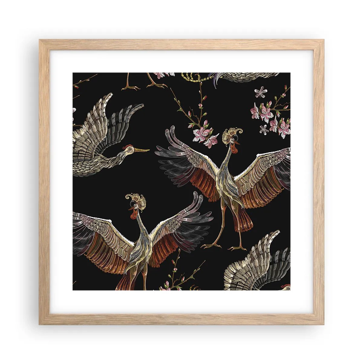 Een poster in een licht eiken lijst - Een sprookjesvogel - 40x40 cm