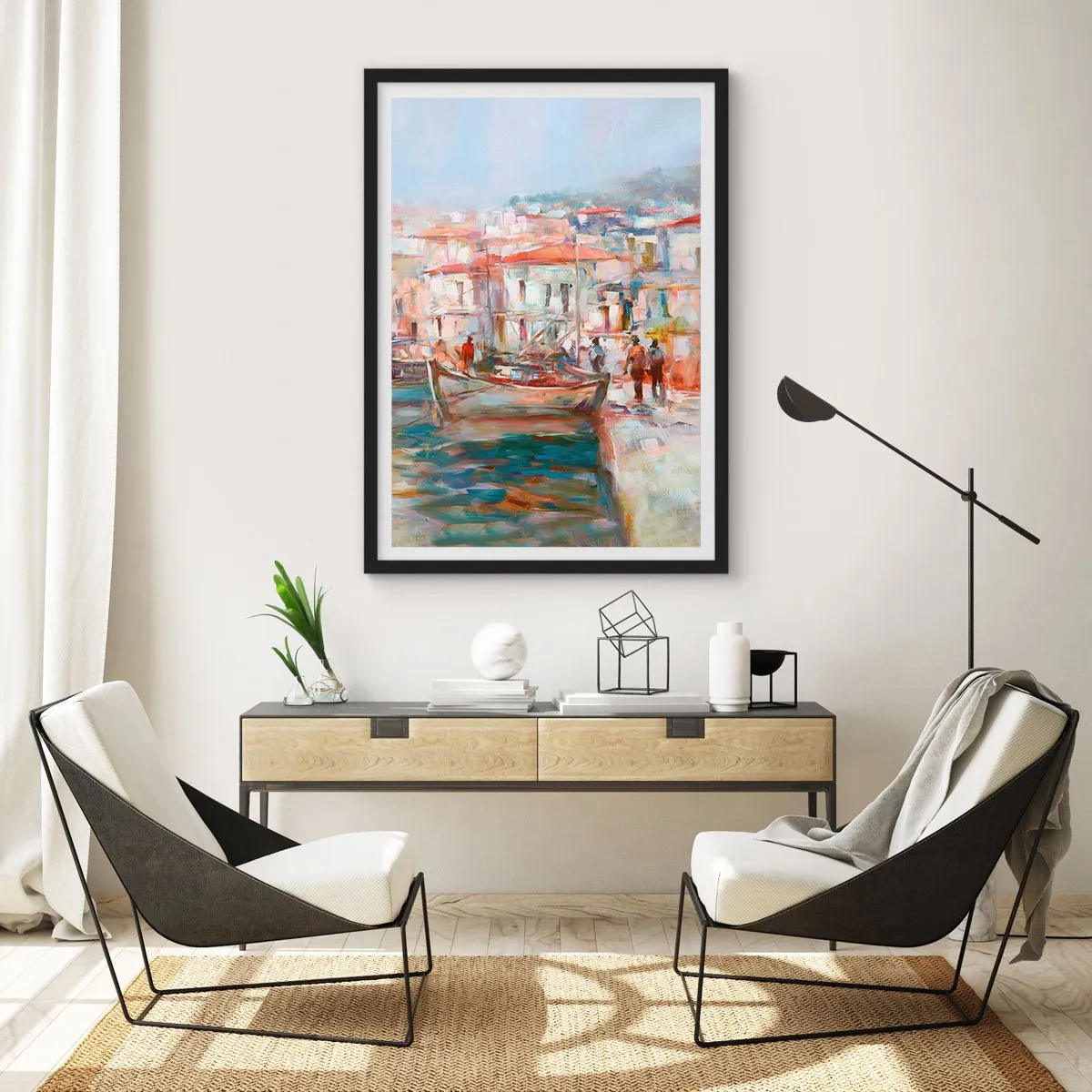 Poster in een zwarte lijst - Pastel vakantie - 40x50 cm