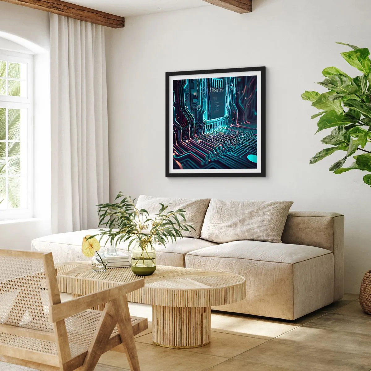 Poster in een zwarte lijst - Ik ben aan het denken… - 30x30 cm