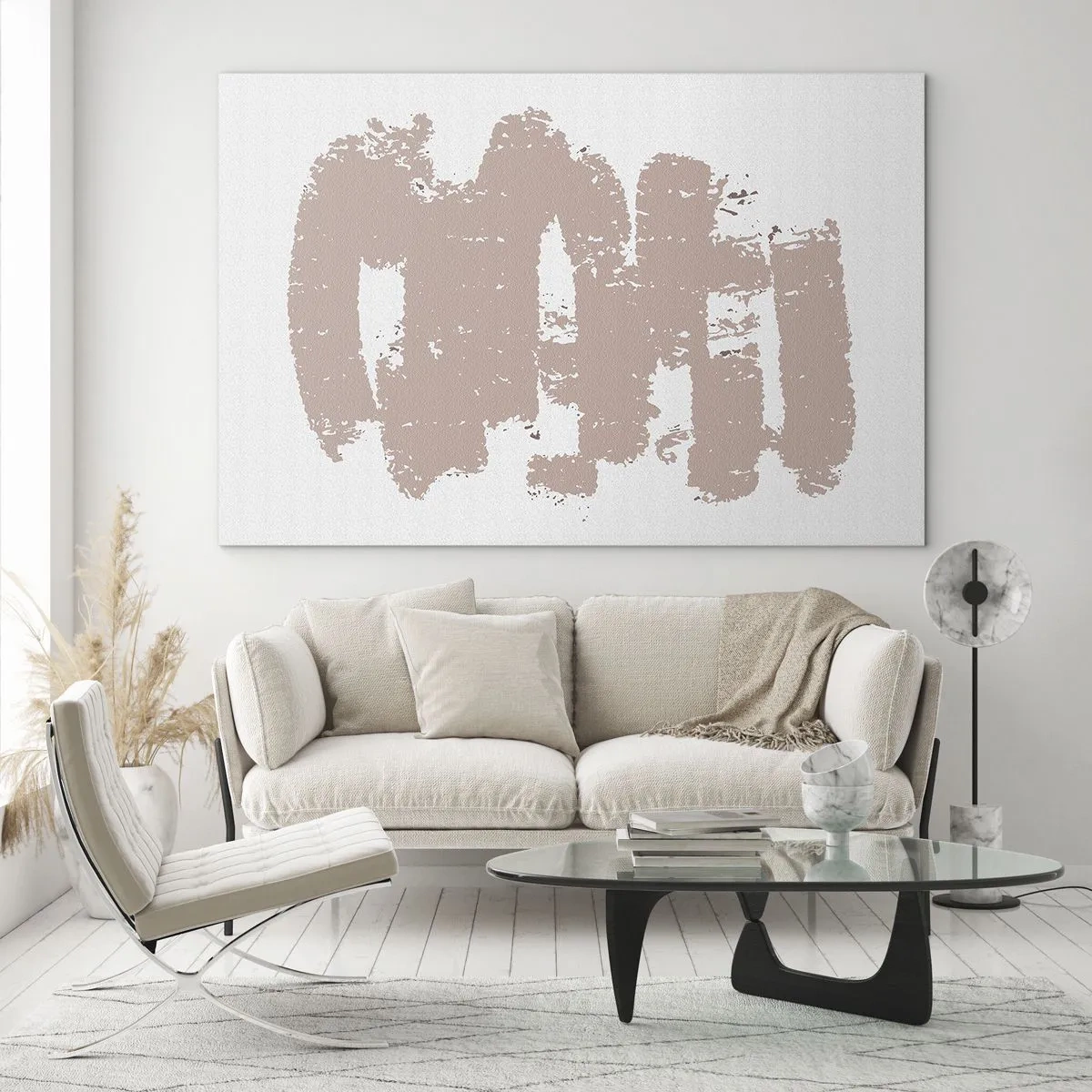 Schilderen op glas - Abstractie in zachtroze - 100x70 cm