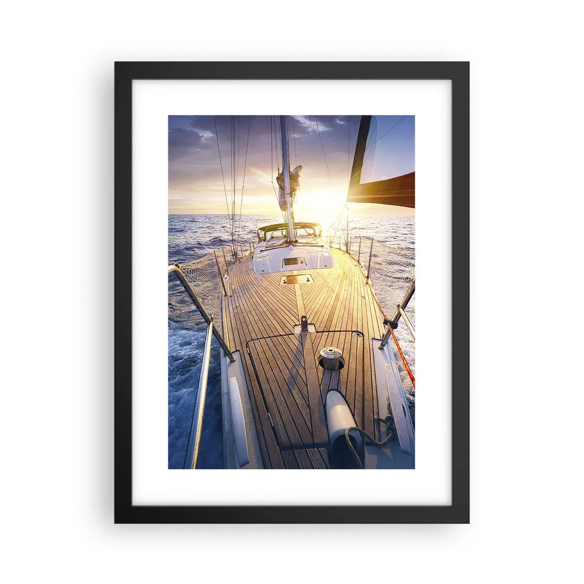 Poster in een zwarte lijst - Lopend op de golven - 30x40 cm