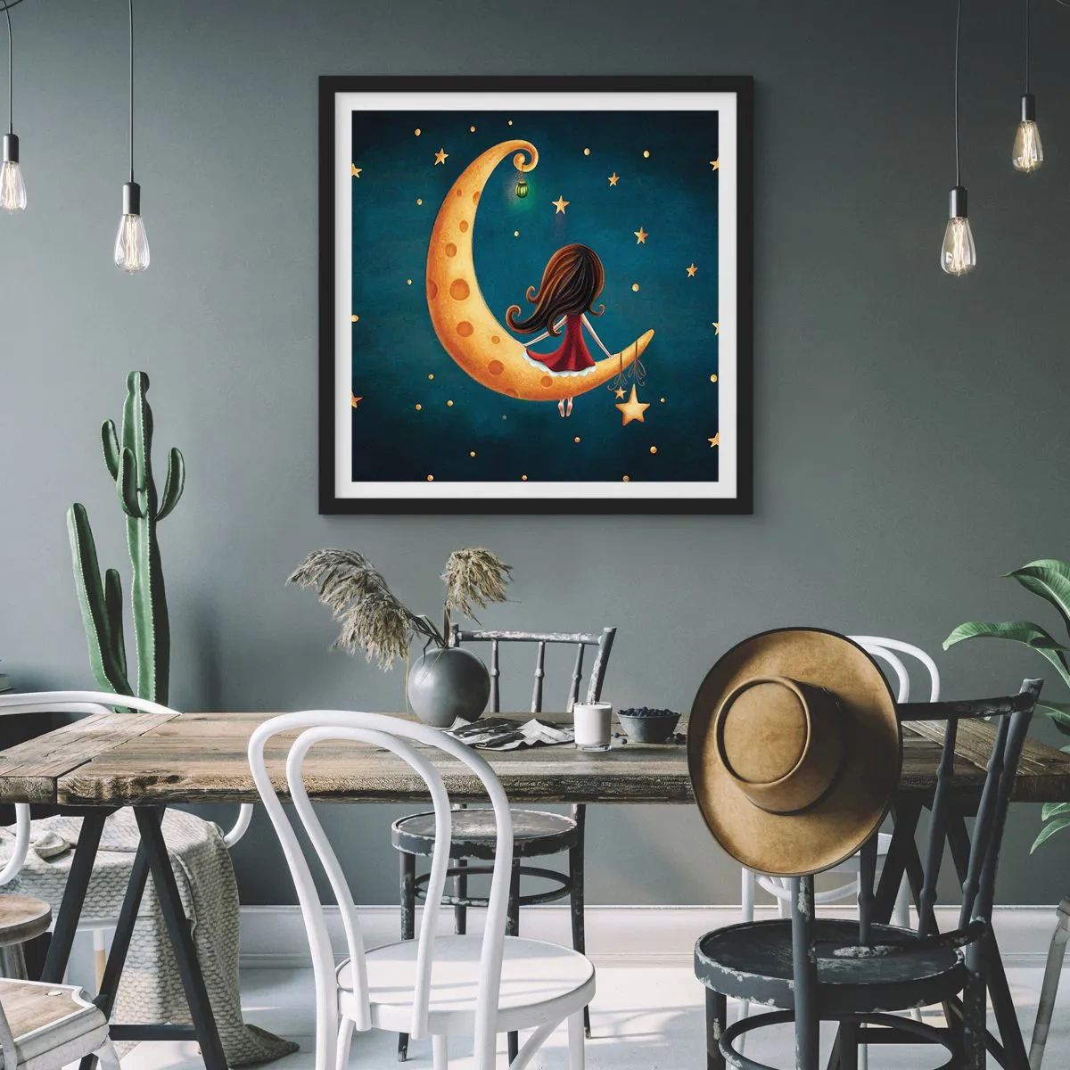 Poster in een zwarte lijst - Een keer… - 40x40 cm