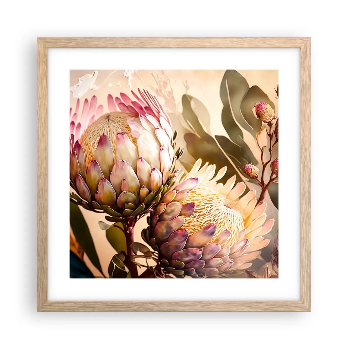 Een poster in een licht eiken lijst - Teeder omarmd - 40x40 cm
