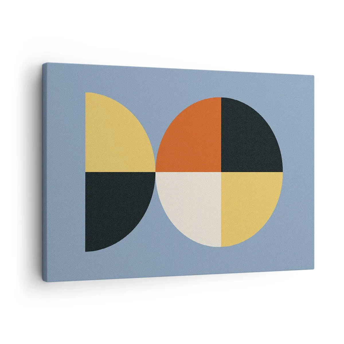 Schilderen op canvas - Geometrische cirkels op een blauwe achtergrond - 70x50cm - Kijk en tel - Moderne wanddecoratie voor woonkamer en slaapkamer ARTTOR