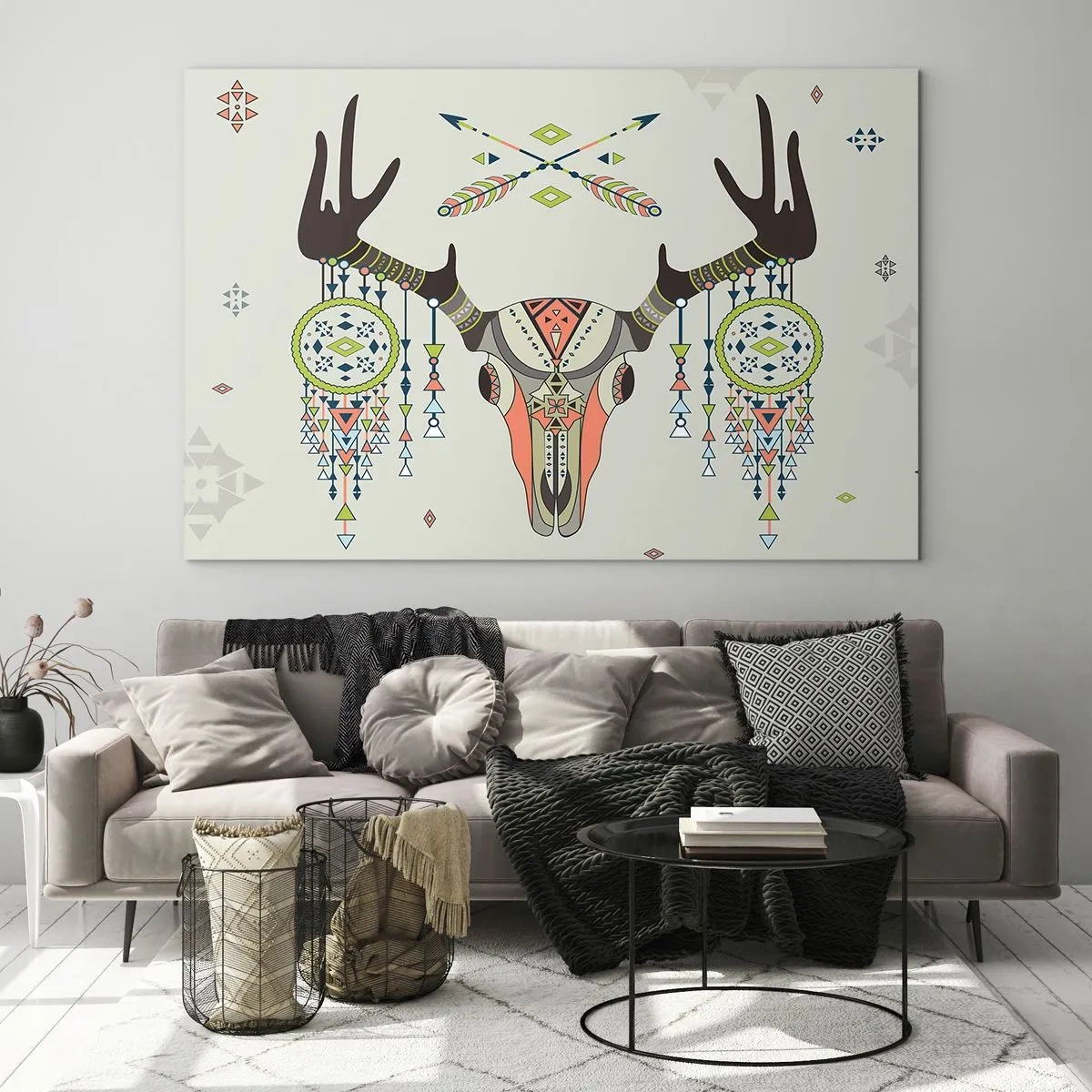 Schilderen op glas - Trofee van Indiase jager - 100x70 cm