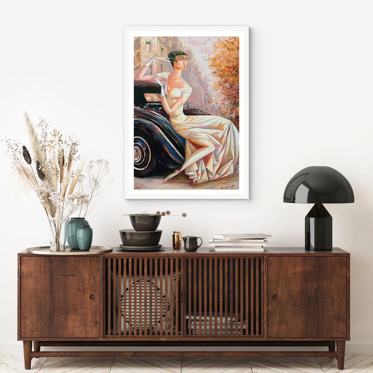 Poster in een witte lijst - Elegantie in retrostijl - 61x91 cm
