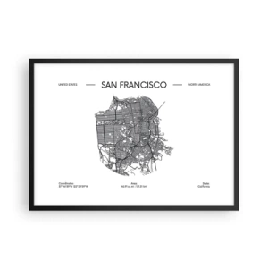 Poster in een zwarte lijst - Anatomie van San Francisco - 70x50 cm