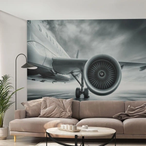 Fotobehang Premium Canvas - Er is kracht! - Vliegtuig, Reis, Bedrijf - 350x256 cm