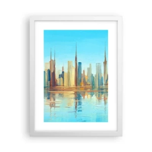 Poster in een witte lijst - Een zonnige metropool - 30x40 cm