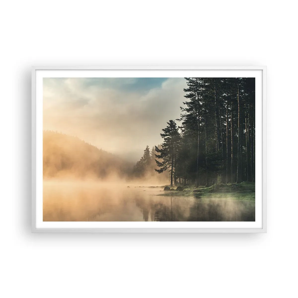 Poster in een witte lijst - De geboorte van de dag - 100x70 cm