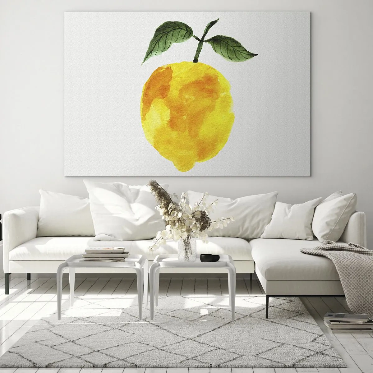 Schilderen op glas - Aquarel citroen met groene bladeren - 70x50cm - Hoe proef je de zon? - Moderne wanddecoratie voor woonkamer en slaapkamer ARTTOR