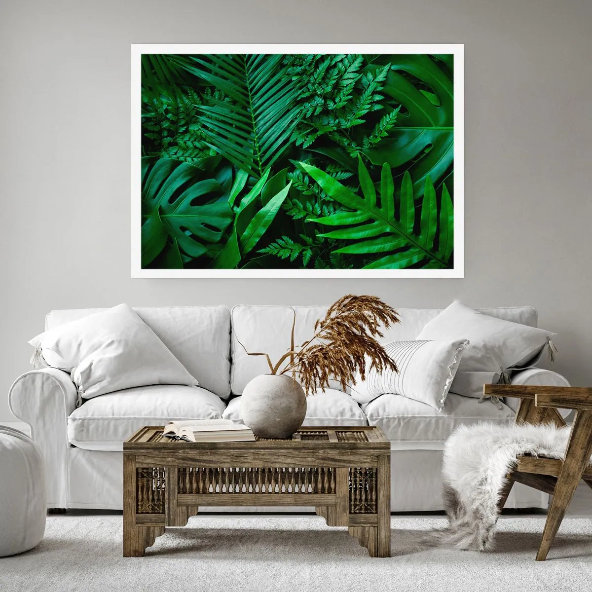 Poster - Ineengedoken in het groen - 70x50 cm