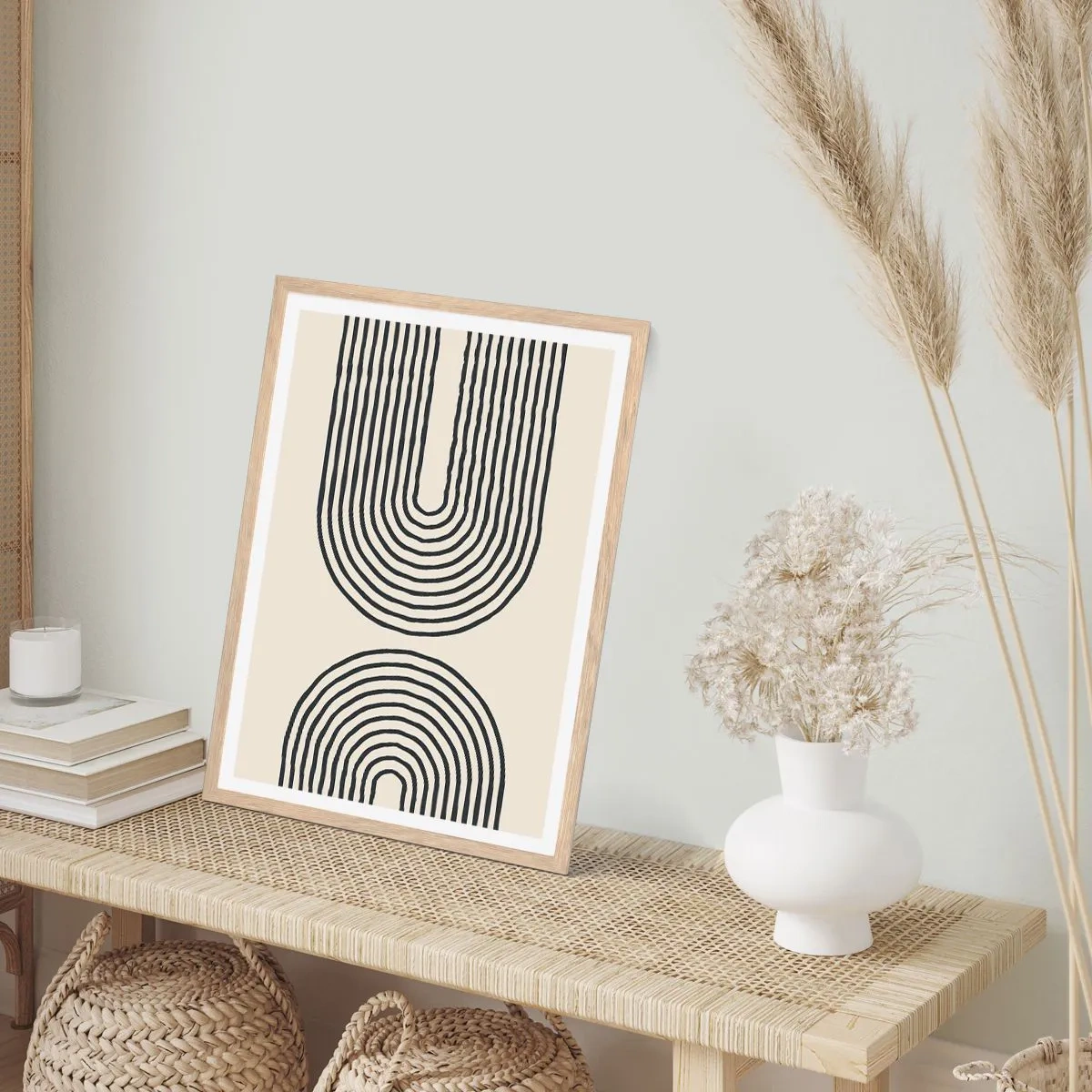 Een poster in een licht eiken lijst - In een ogenblik ... - 30x40 cm