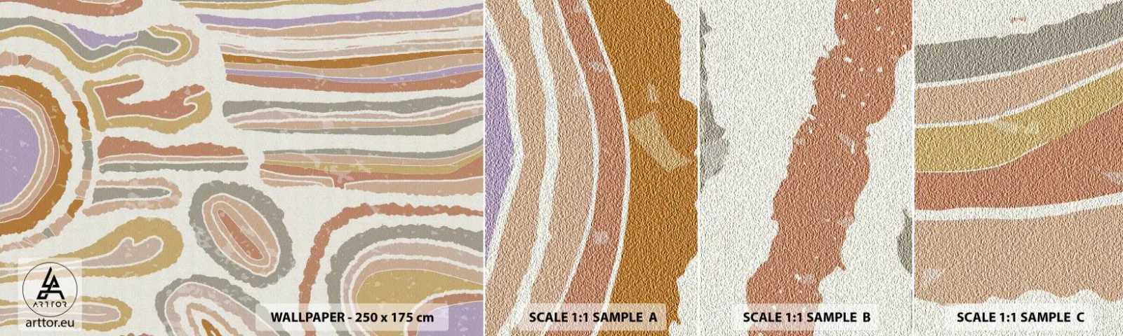Fotobehang Staaltje Standard Eco - Kleurrijke doorsneden - Pastel, Boho, Minimalistisch - 100x30 cm