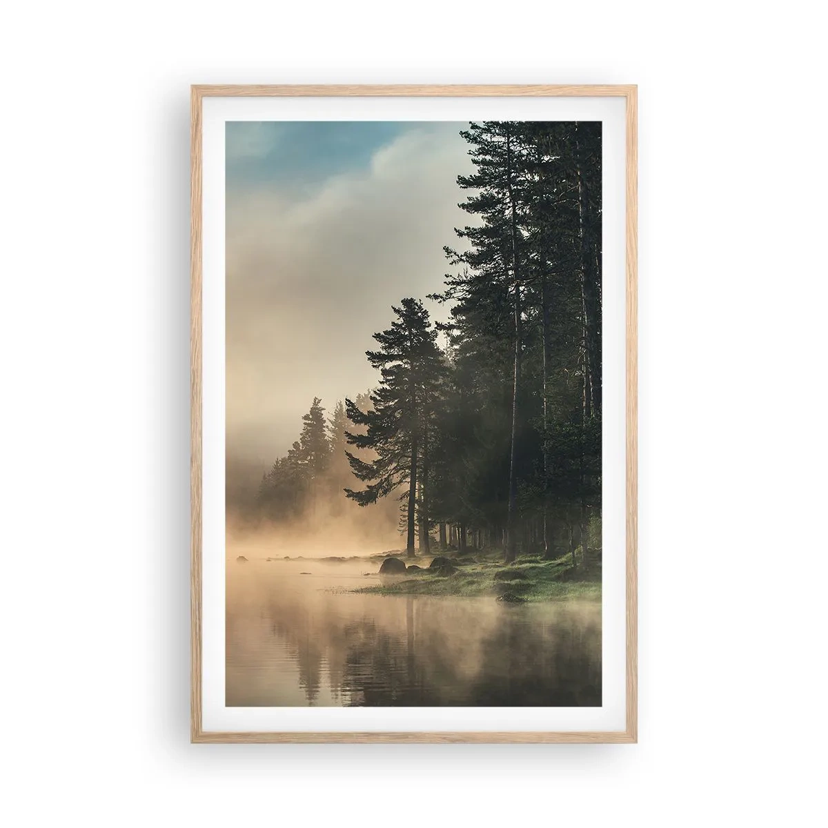 Een poster in een licht eiken lijst - De geboorte van de dag - 61x91 cm