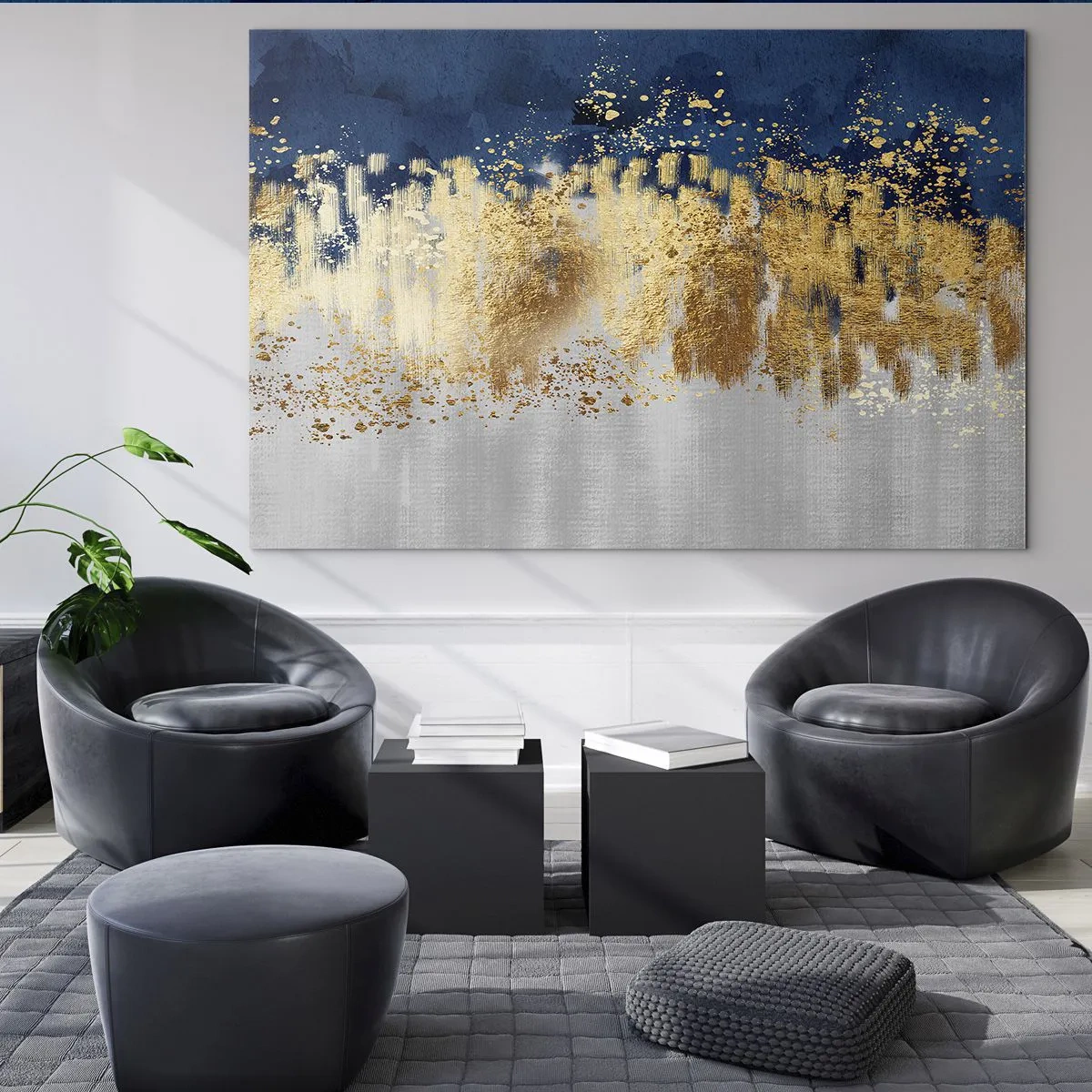 Schilderen op glas - Een moderne compositie met sprankeling - 100x70 cm