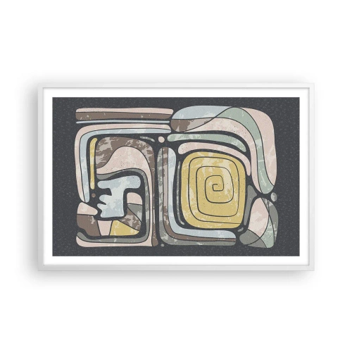 Poster in een witte lijst - Abstractie in de precolumbiaanse geest - 91x61 cm