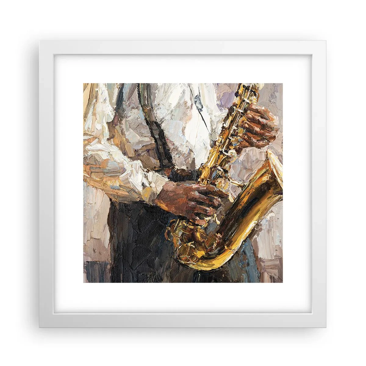 Poster in een witte lijst - Tijd om te solo te spelen - 30x30 cm