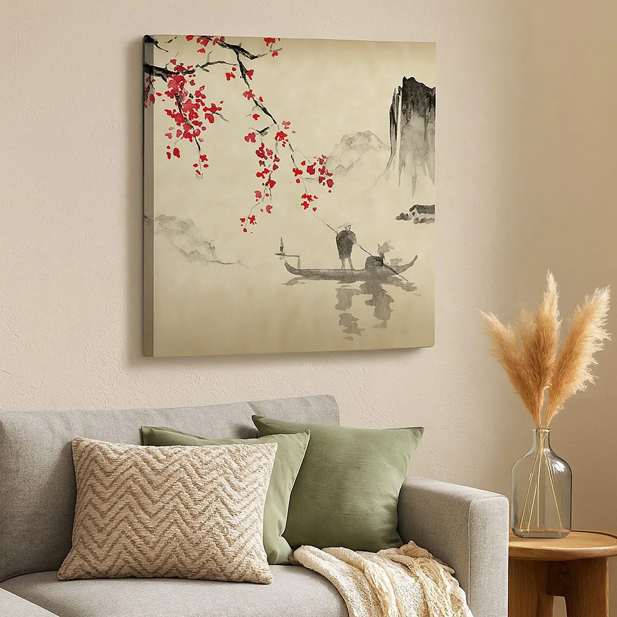 Schilderen op canvas - In het land van de bloeiende kersenbomen - 30x30 cm