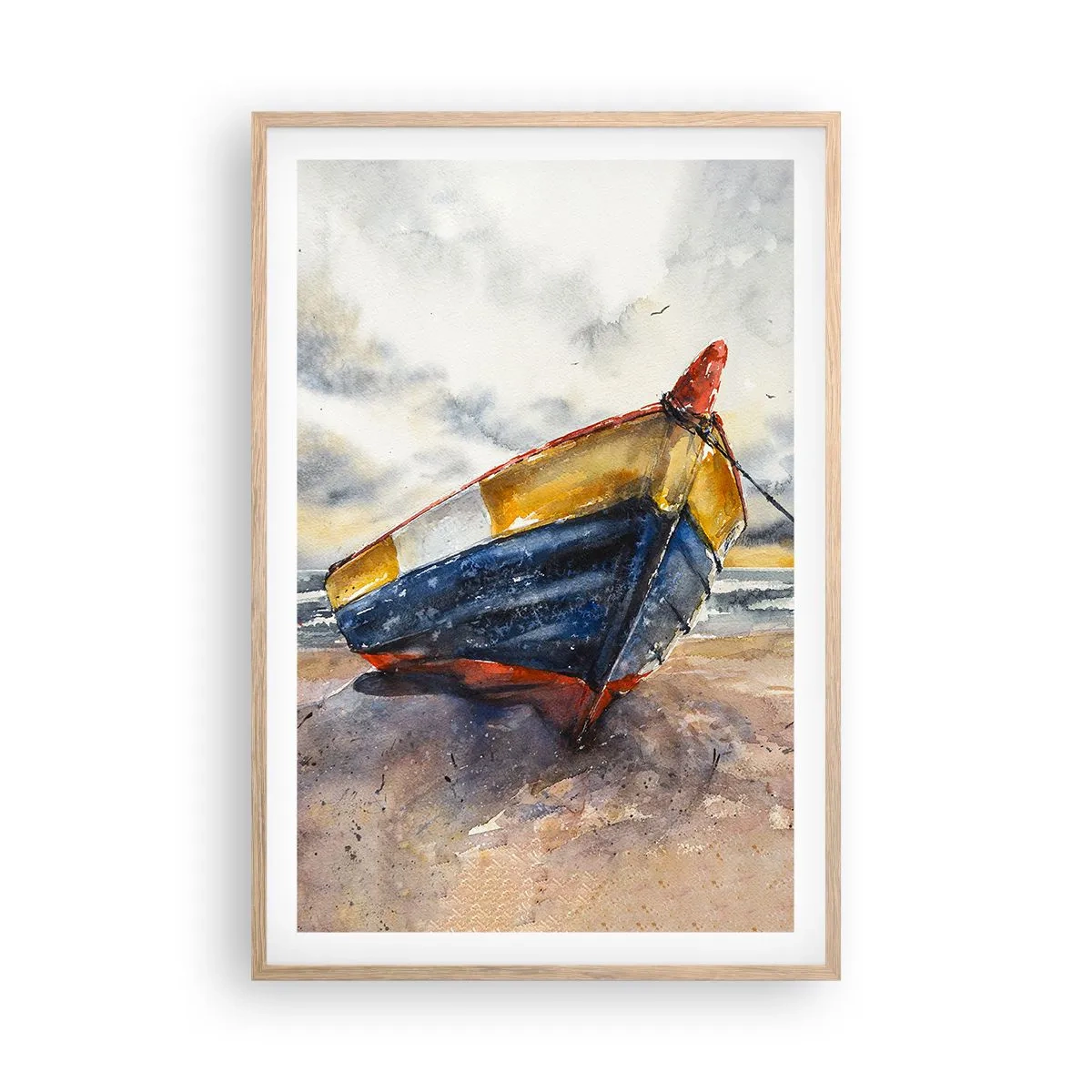 Een poster in een licht eiken lijst - Rust aan de kust - 61x91 cm