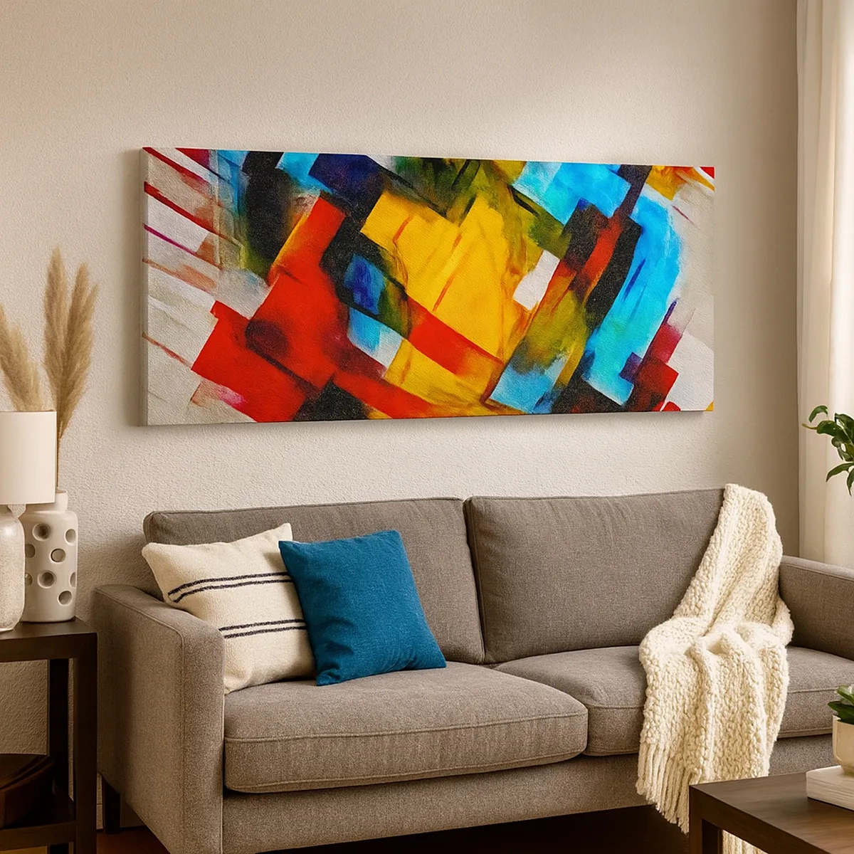 Schilderen op canvas - Een veelkleurig lagen koekje - 30x30 cm