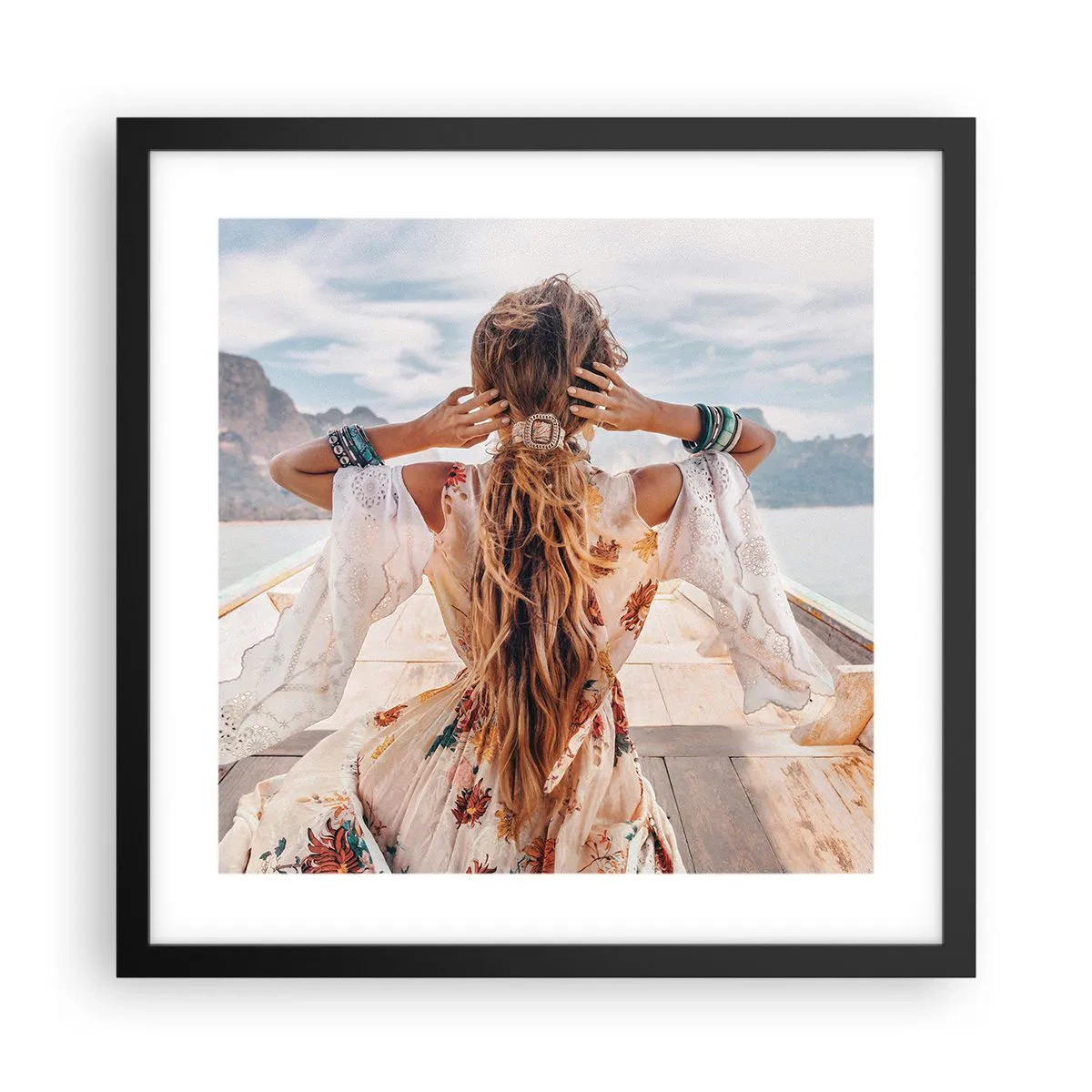 Poster in een zwarte lijst - Op weg naar geluk - 40x40 cm