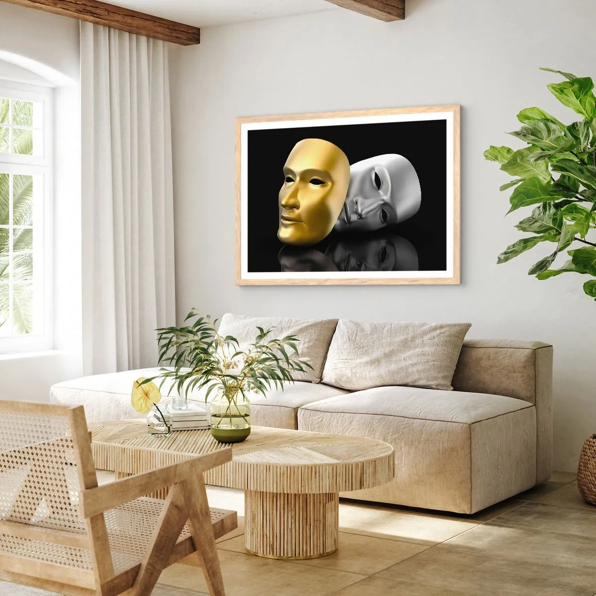 Een poster in een licht eiken lijst - Het leven is theater - 91x61 cm