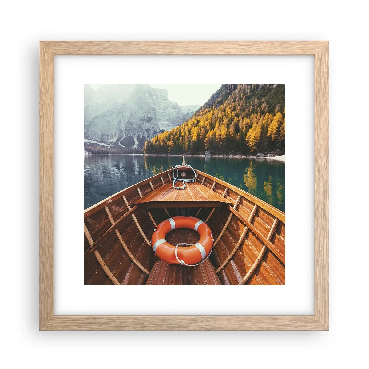 Een poster in een licht eiken lijst - Bergtocht - 30x30 cm