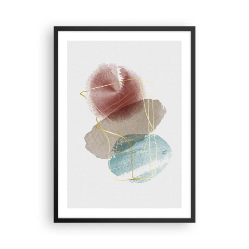 Poster in een zwarte lijst - Abstracte compositie in pastelkleuren - 50x70cm - Koralen van de ruimte - Moderne wanddecoratie voor woonkamer en slaapkamer ARTTOR